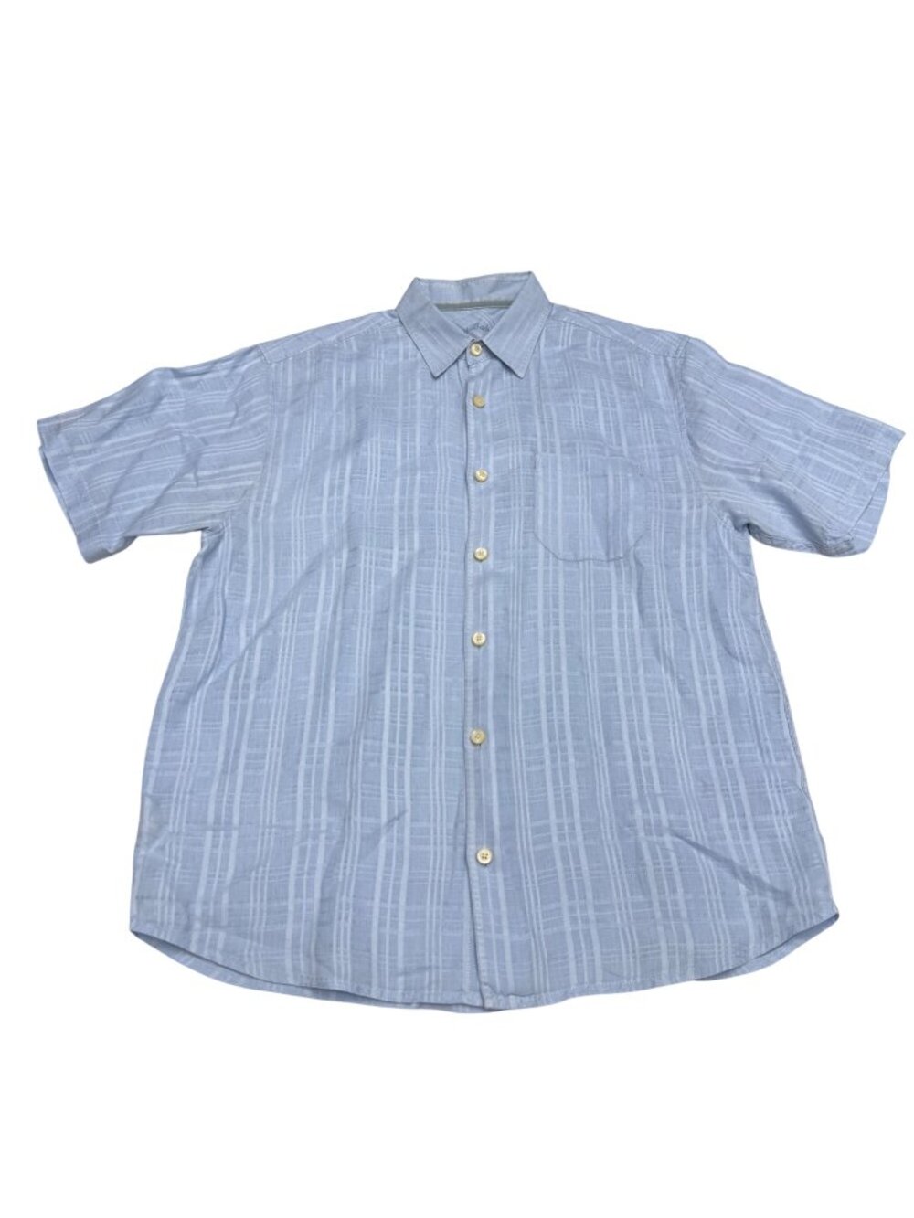 Tommy Bahama Men's Light Blue Button-Down 100% Linen SS Shirt Chest Pocket Sz L